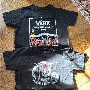 Vans Kids Black Graphic Tees - Flame and Snake Designs
